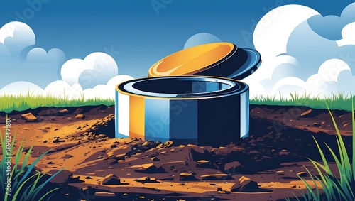 illustration of a time capsule buried underground