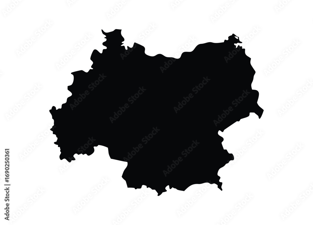 Fototapeta premium Black silhouette map outline of a region on a plain surface for design