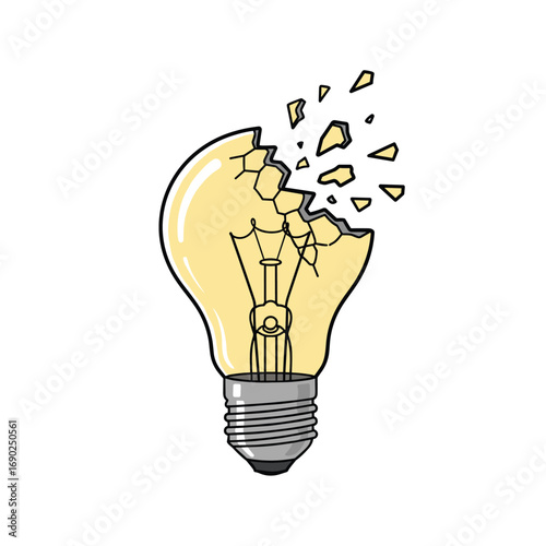 Creative idea shattered, representing failure, broken concept, or lack of inspiration