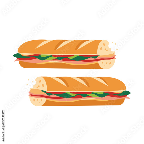 Delicious fresh submarine sandwiches ready to enjoy for a quick satisfying meal