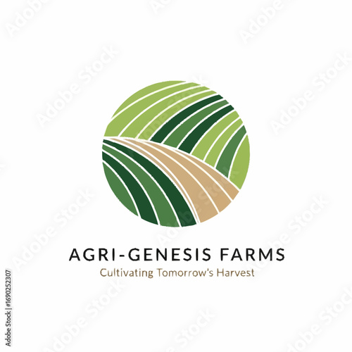 Agri-Genesis Farms logo: circular design of stylized fields and a path.