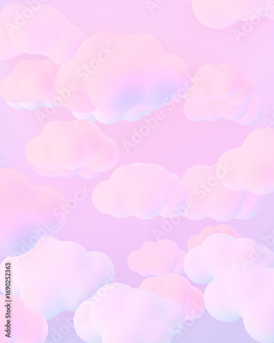 3D render pastel dreamy cloudscape.