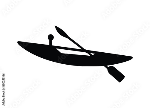 Silhouette of a kayak and paddle graphic for outdoor adventure and water sports