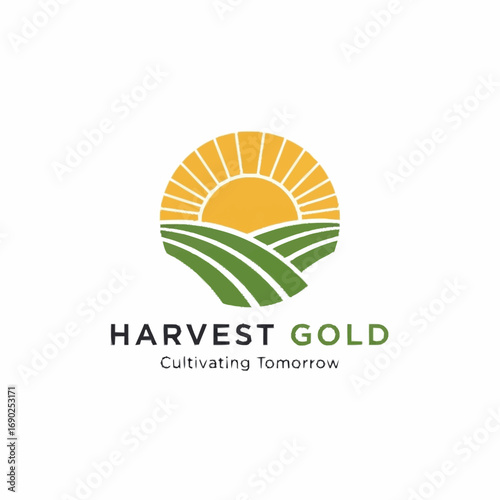 Harvest Gold logo featuring a sun over green fields.