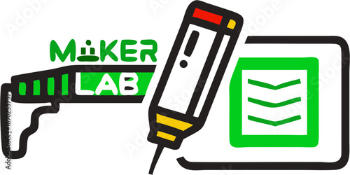 Maker lab logo design innovation creativity science technology education engineering art digital crafting tools learning making community workshop