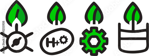 Ecological icons representing sustainability innovation growth and resource management in a conceptual illustration
