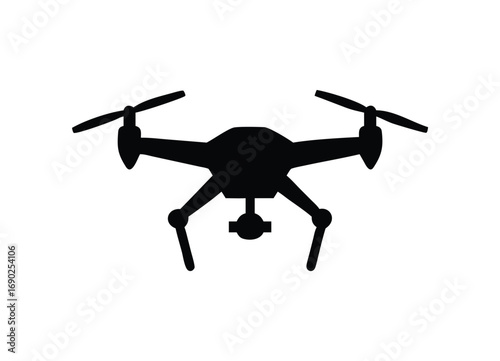 Silhouette of a modern quadcopter drone with camera aerial photography and videography concept
