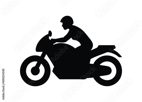 Silhouette of a rider on a sportbike motorcycle in motion graphic