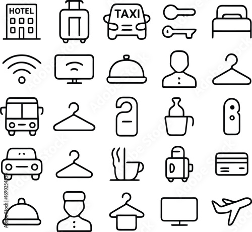 Hospitality and tourism icon bundle set 7 travel lodging and accommodation essentials collection