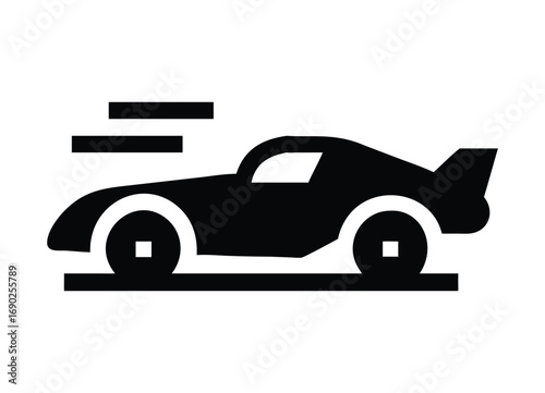 Silhouette of a fast sports car accelerating with motion lines symbol
