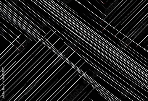 Subtle diagonal white lines on a black background form a seamless striped texture,  thin,  grid