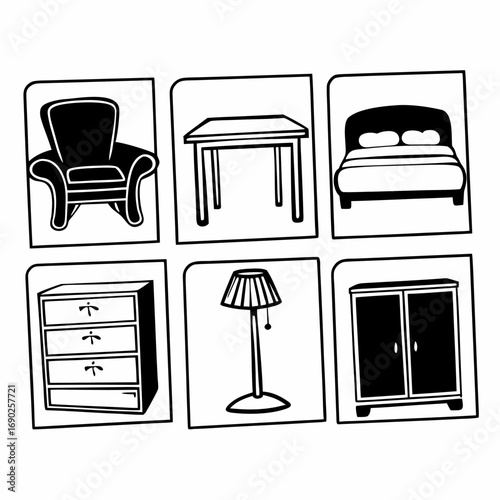 Illustration of various furniture pieces, perfect for interior design projects