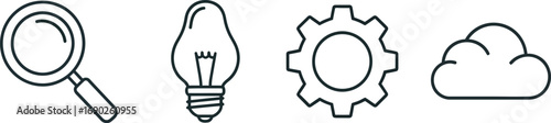 Modern digital icons representing search innovation technology and cloud computing concepts vector