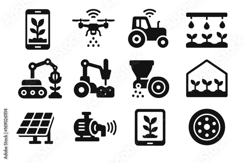 Pump module drone agriculture tablet scanner icons vector system control icon harvesting