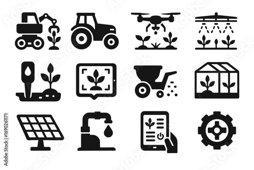 Farm future module fertilizer vector harvesting technology crop soil tablet panel solar