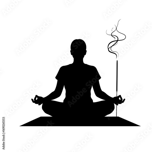 silhouette of a woman meditating