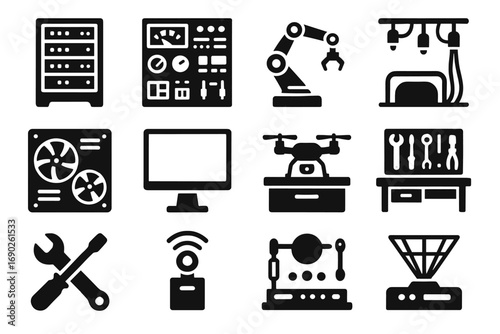 Cables icon icons racks lab server panels drone tech tools led arms