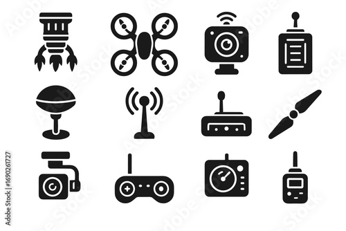 Propulsion remote icon antenna vector futuristic blades drone sensor module rotor pack