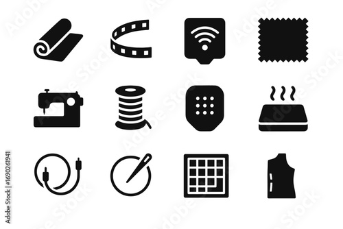 Icon vector conductive wearable thread swatch template icons sensor heat smart mat