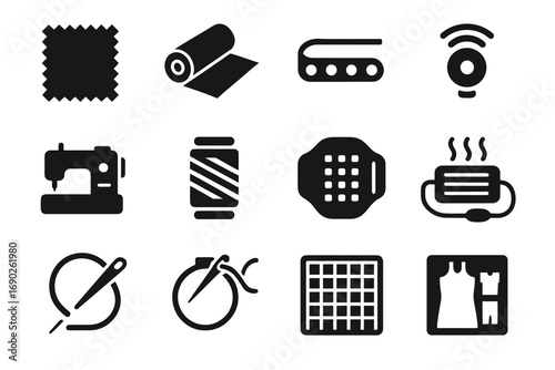 Icons cutting template patch fabric smart vector machine spool icon pad sensor