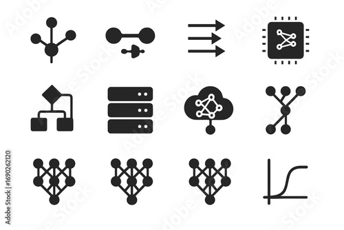Function vector input network icon algorithm connection neural flow data layer rack