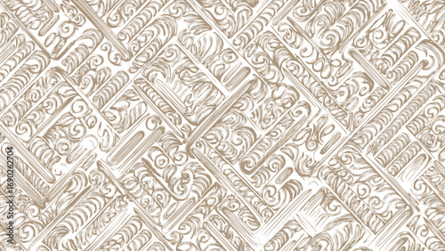 Brown and white seamless pattern texture of old wood. Decorative retro ornament background.