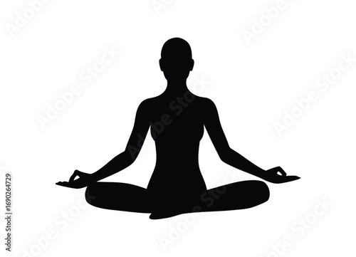 Silhouette of a person meditating in a lotus pose serene mind and body practice