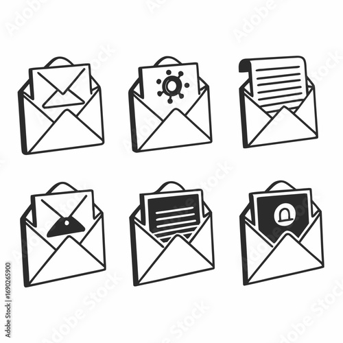 Envelope and mail icons, representing communication, messages, and correspondence