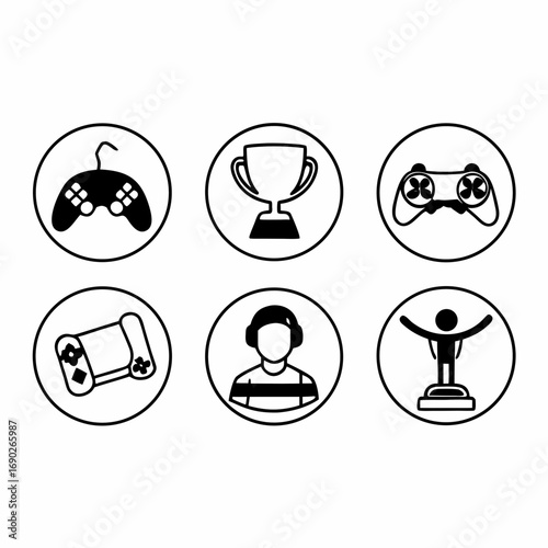 Collection of gaming icons representing video games and esports tournaments