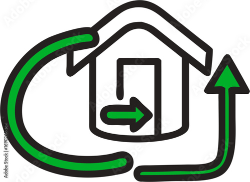 Home recycling arrow symbol eco friendly sustainability green arrow house icon environmental conservation nature care planet friendly