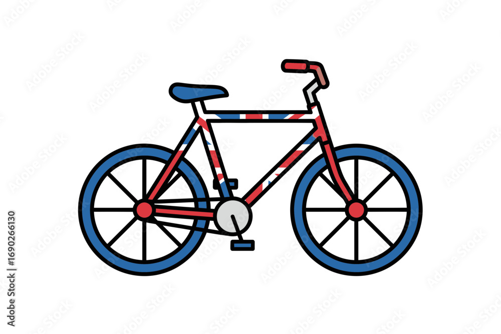 Obraz premium A stylized illustration of a bicycle featuring the Union Jack flag design.