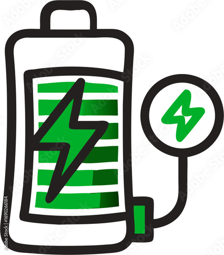 Rechargeable battery energy storage charging power icon electricity energy concept symbol clean power technology electric