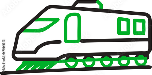 Modern high speed train icon representing fast transit and efficient railway transportation for global travel and logistics networks