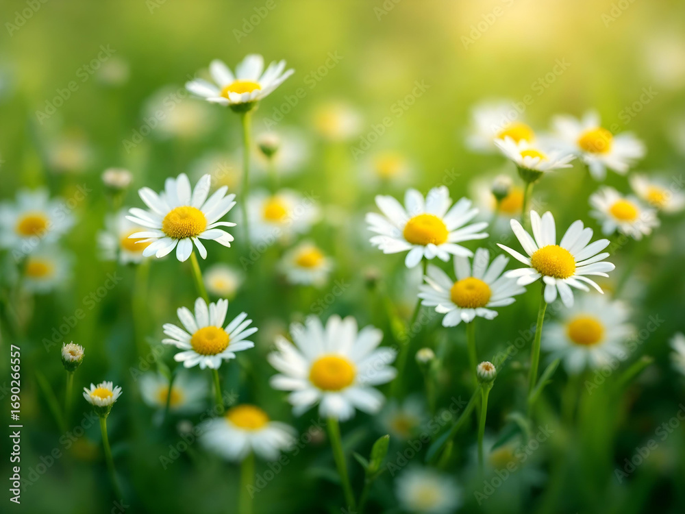 Fototapeta premium Daisies in a sunny field.