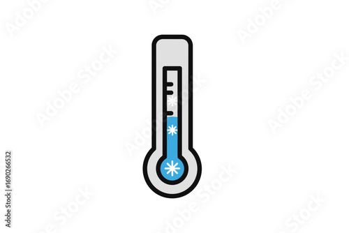 Thermometer showing a cold temperature with a snowflake symbol at the bottom.