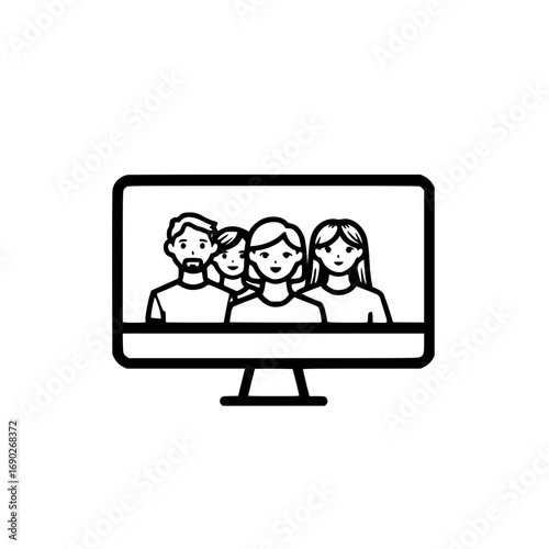people on the TV screen/computer monitor icon