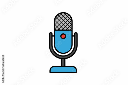 A stylized illustration of a classic microphone, ready for recording audio.