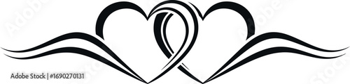 Elegant intertwined hearts decorative flourish symbolizing love and connection vector
