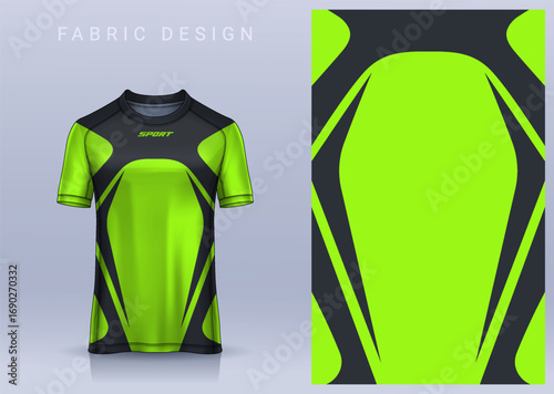 Fabric textile design for Sport t-shirt, Soccer jersey mockup for football club. uniform front view.	