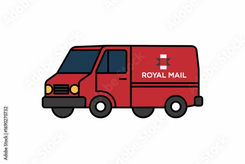 Wallpaper Mural Simple line art illustration of a red Royal Mail delivery van. Torontodigital.ca