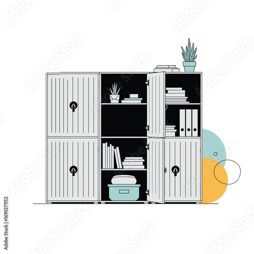 Modern modular storage cabinet system for home and office organization solutions