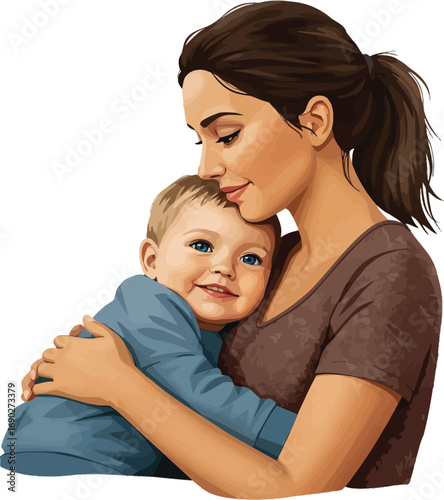 Mother and Son's Loving Embrace
