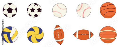 Collection of Sports Balls for Various Athletic Games