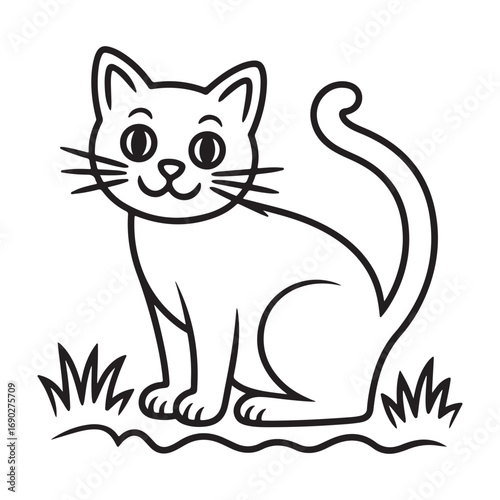 Intricate black cat silhouette with decorative floral patterns and foliage designs in a stylized art style