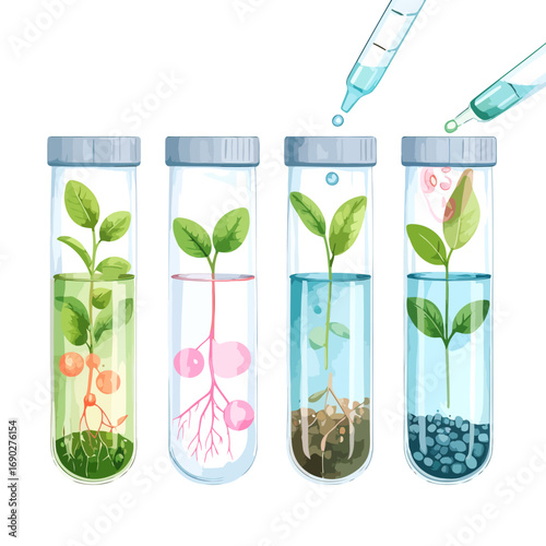 Plant Growth Stages in Test Tubes.