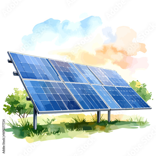 Solar panel array generating clean renewable energy for sustainable future.