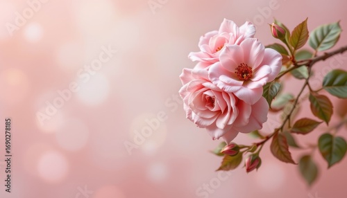 rose ivory bloom theme with blush pink with pale cream, gentle vertical blush gradient, soft glowing haze, soft focus ivory mist, serene and airy