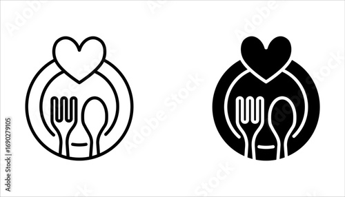 Linear romantic dinner icon set, from Birthday party outline collection on white background