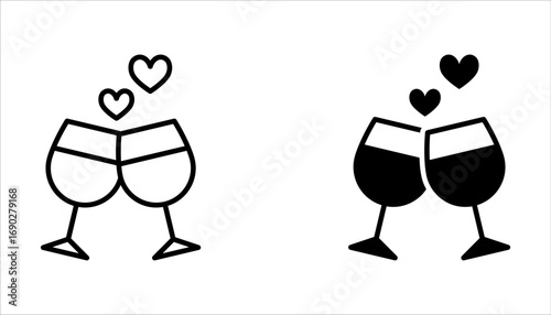 Linear romantic dinner icon set, from Birthday party outline collection on white background