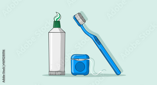 Complete Oral Hygiene Set with Toothbrush, Toothpaste, and Dental Floss